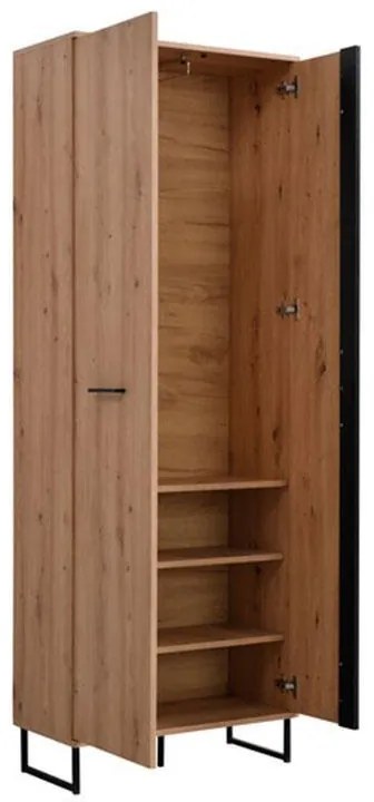 Έπιπλο Χολ Sardinia P2 Artisan Oak - Μαύρο 70,5x35x194 εκ. 70.5x35x194 εκ.