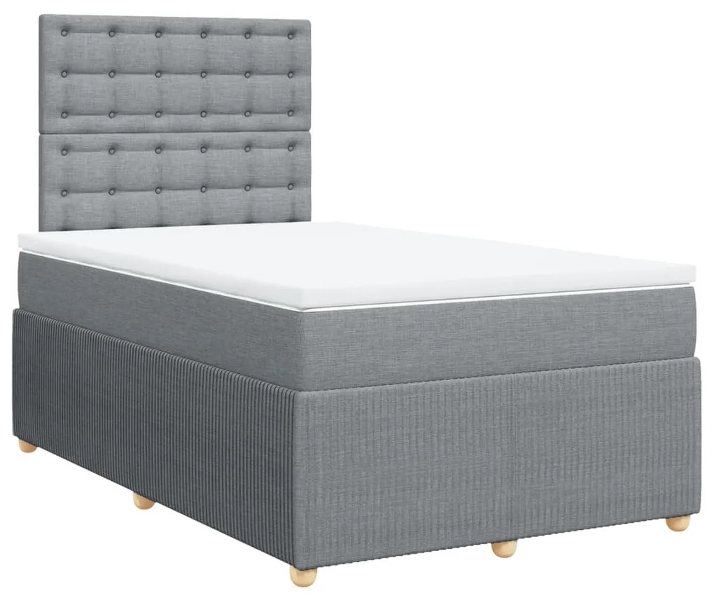 Κρεβάτι Boxspring με Στρώμα Ανοιχτό Γκρι 120x190 εκ. Υφασμάτινο - Γκρι