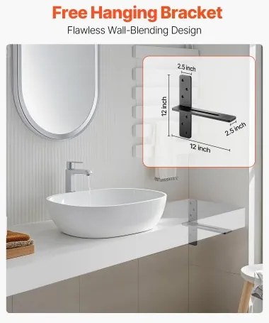 VEVOR 2 Pcs Shelf Brackets 12 inch / 304.8 mm Heavy Duty Floating Shelf Brackets