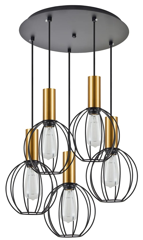 SE21-GM-4-5BL-GR1 ADEPT TUBE Gold Matt Pendant Black Metal Grid+ HOMELIGHTING 77-8629