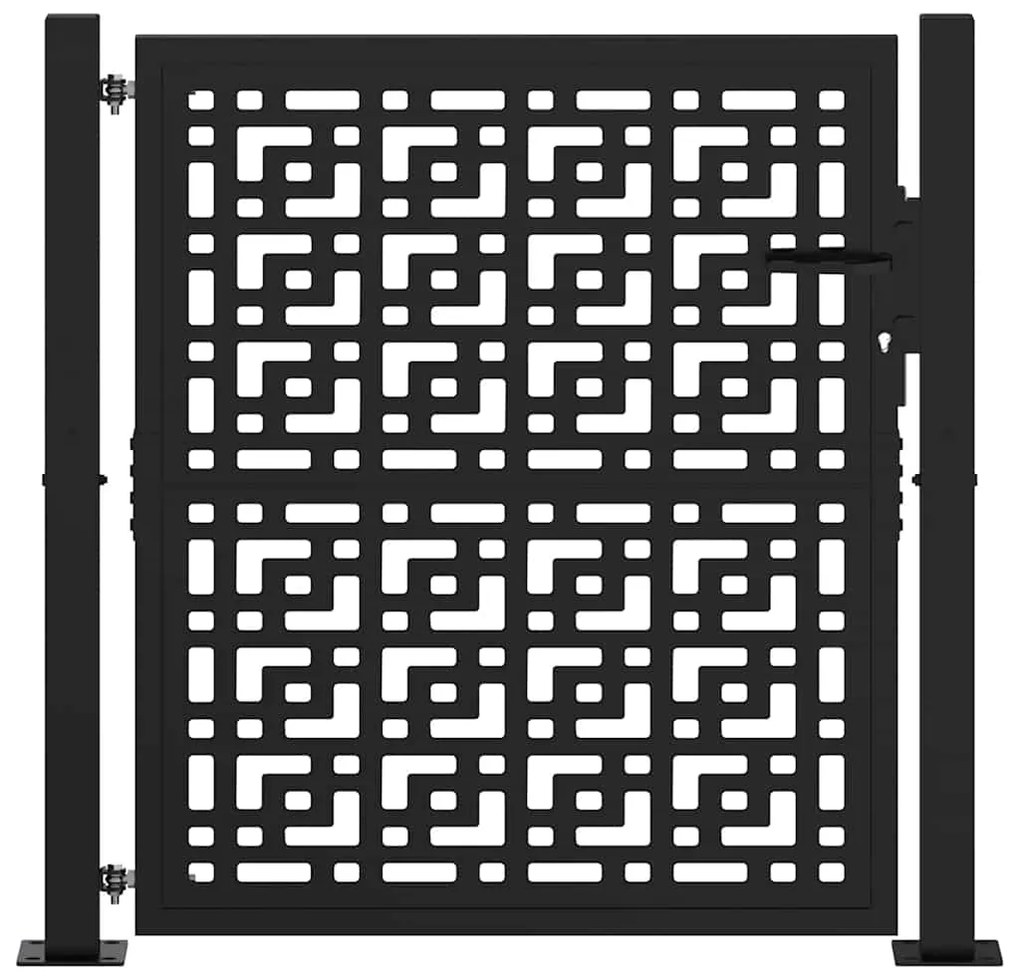 vidaXL Πύλη κήπου Μαύρη 105x106 cm Ατσάλινος σταυρός σχεδιασμού