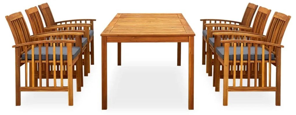 vidaXL Σετ Τραπεζαρίας Κήπου 7 τεμ. Μασίφ Ξύλο Ακακίας με Μαξιλάρια