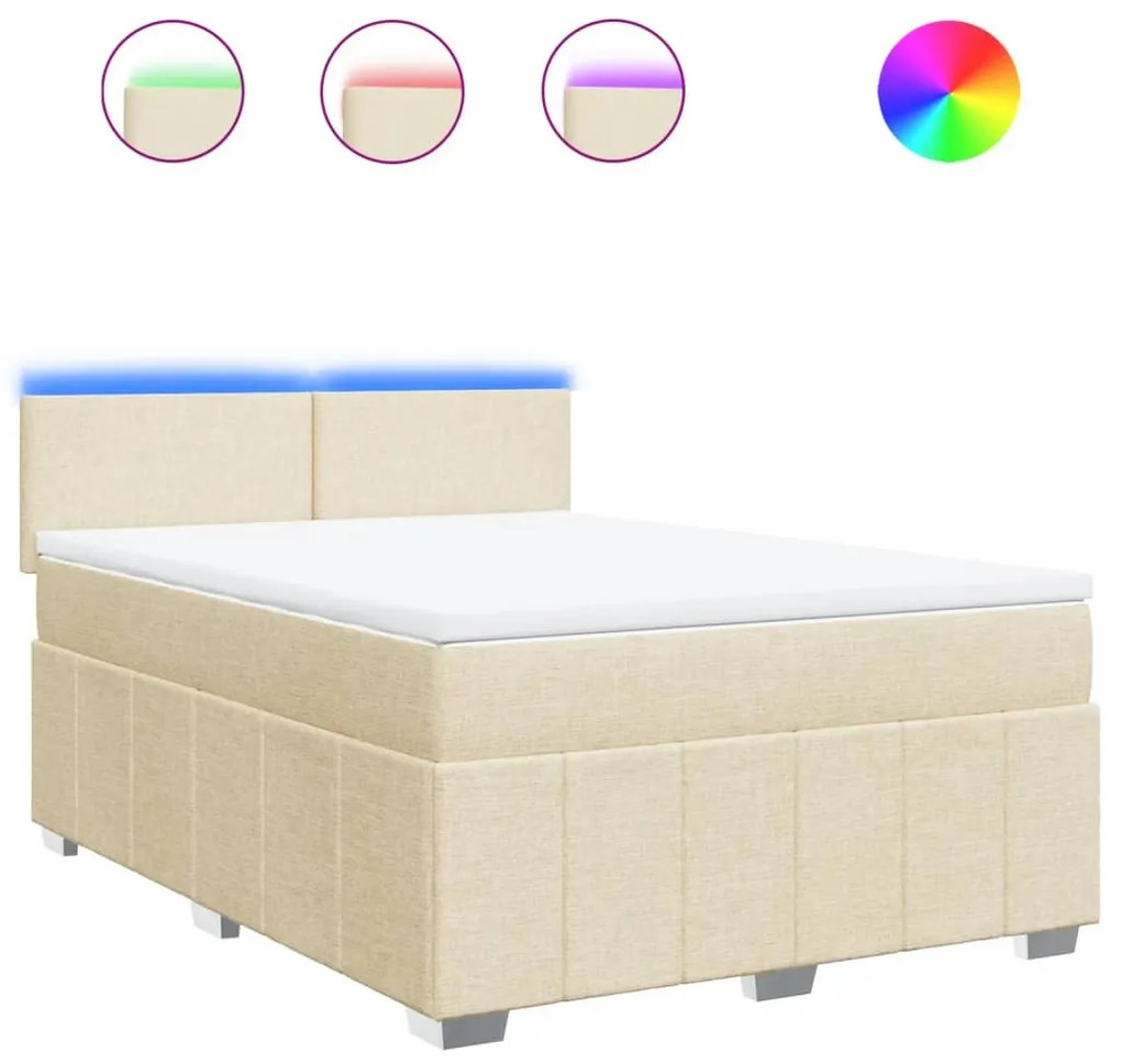 ΚΡΕΒΑΤΙ BOXSPRING ΜΕ ΣΤΡΩΜΑ ΚΡΕΜ 140X190 ΕΚ. ΥΦΑΣΜΑΤΙΝΟ 3289361