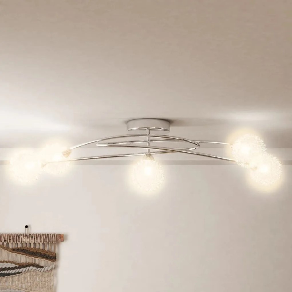 Φωτιστικό Οροφής με Συρμάτινα Διχτ. Καπέλα για 5 Φώτα LED G9 - Διαφανές