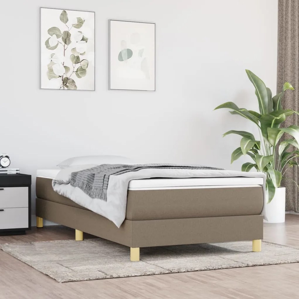 Κρεβάτι Boxspring με Στρώμα Taupe 90x200 εκ. Υφασμάτινο