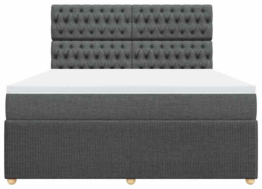 vidaXL Κρεβάτι Boxspring με Στρώμα Σκούρο Γκρι 180x200 εκ Υφασμάτιν