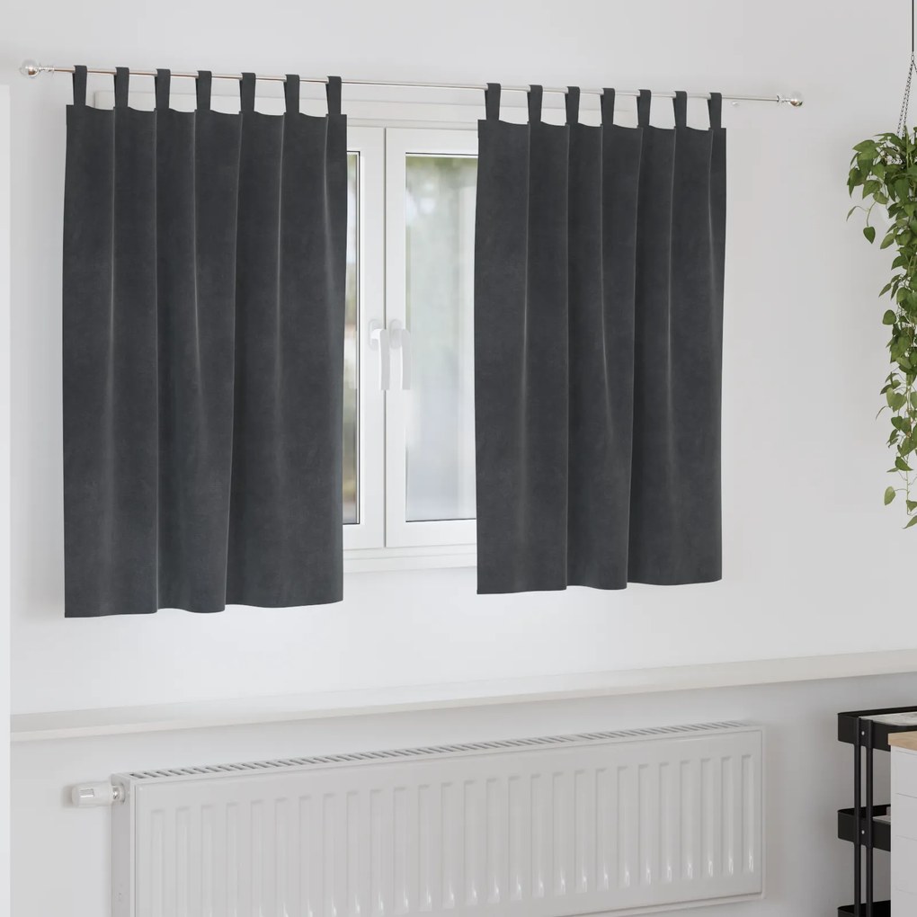vidaXL Curtains Blackout με Κρεμαστές Λαβές 2 τμχ Ανοιχτό γκρι Βαμβάκι