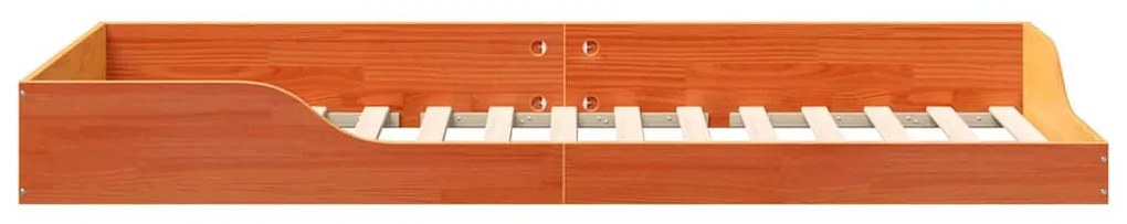 vidaXL Κρεβάτι δαπέδου Καφέ κεριού 90 x 210 cm Μασίφ ξύλο πεύκου