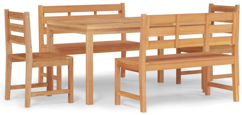 vidaXL Σετ Τραπεζαρίας Κήπου 5 Τεμαχίων από Μασίφ Ξύλο Teak