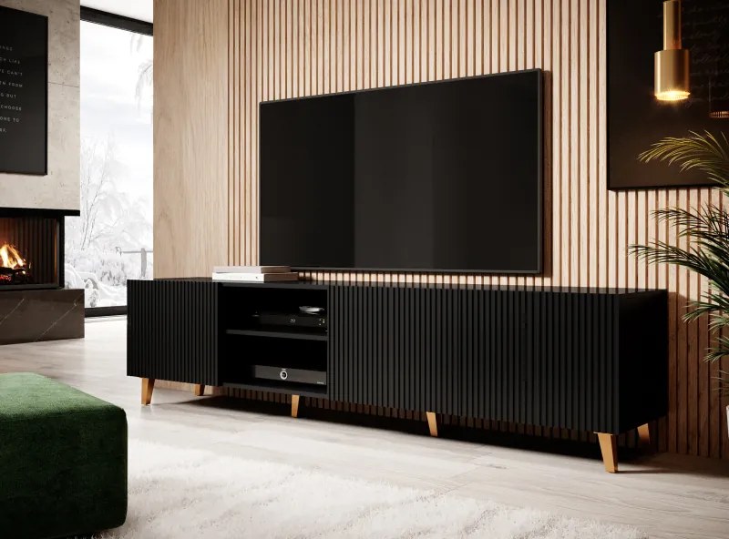 PAFOS TV stand 200/4D black/black DIOMMI CAMA-PAFOS-RTV-200-CZ/CZ