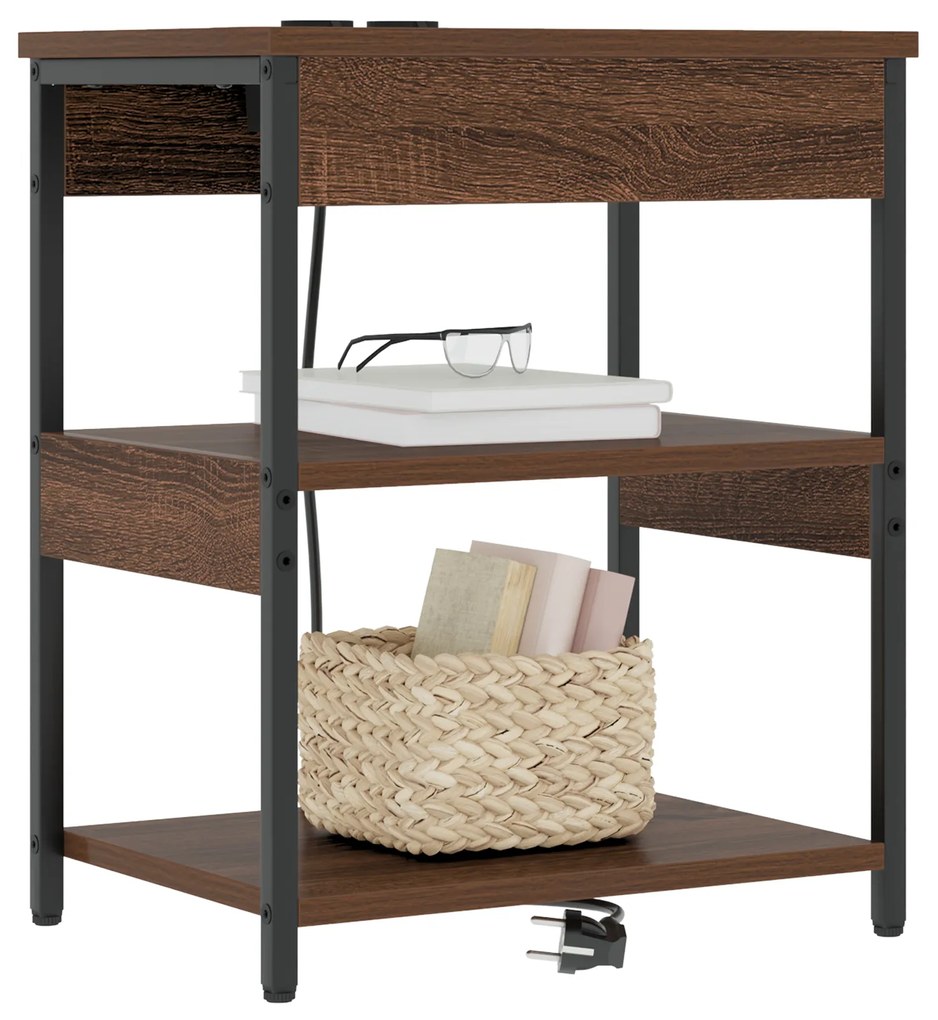 vidaXL Κομοδίνο 2 pcs Καφέ δρυς 41 x 31 x 51 εκ. Επεξεργασμένο ξύλο