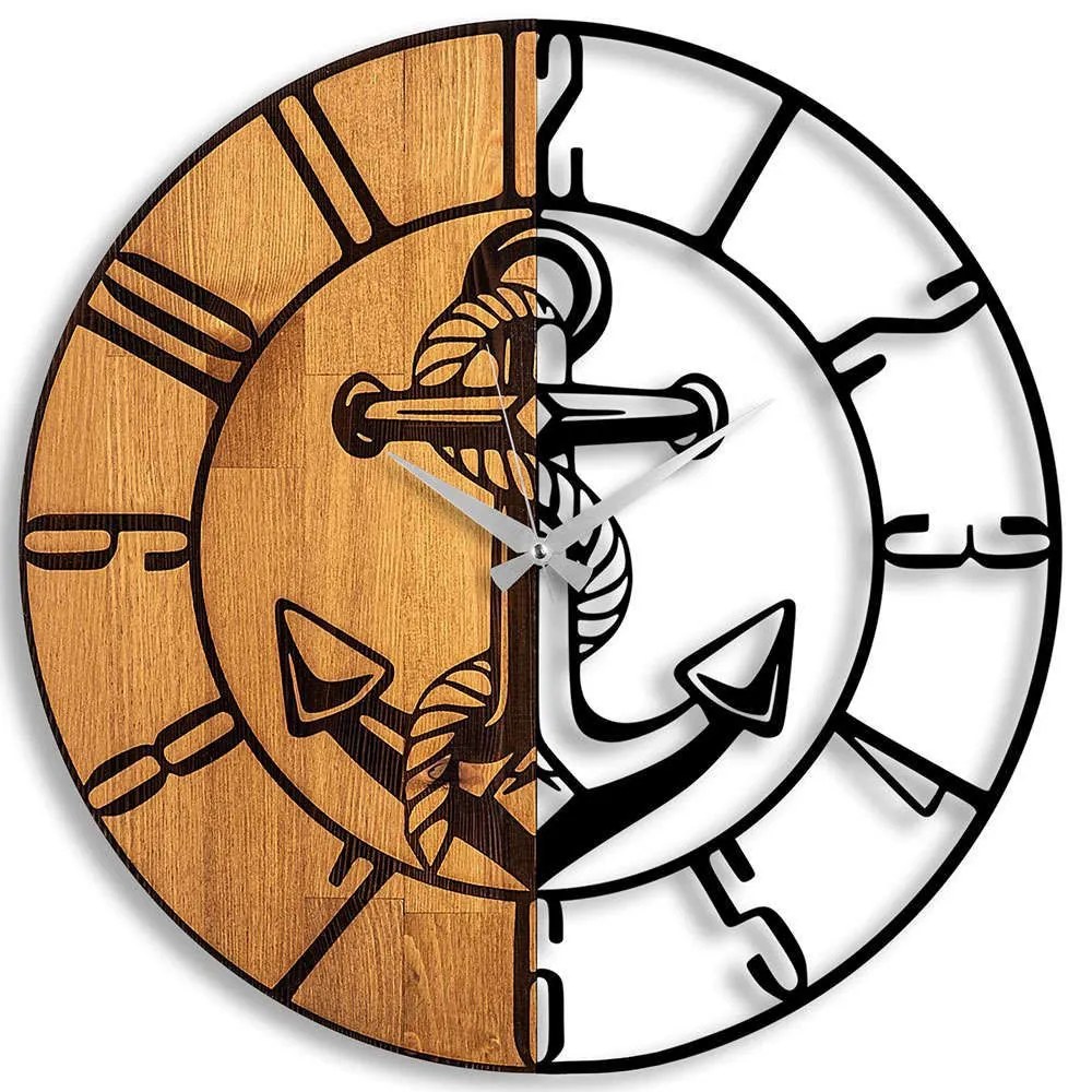Ρολόι Τοίχου 539TNL1158 Φ56cm Walnut-Black Wallity Metal,Wood