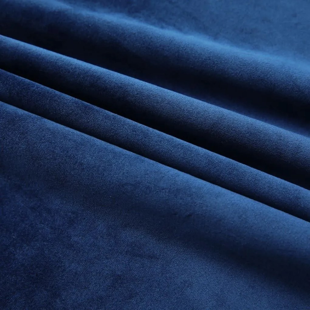 Κουρτίνες Συσκότ. Γάντζοι 2 τεμ. Σκούρο Μπλε 140x245 εκ Βελούδο - Μπλε