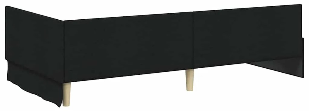 vidaXL Κρεβάτι Γωνίας Μαύρο 90 x 200 cm Ύφασμα και Έργο ξύλου