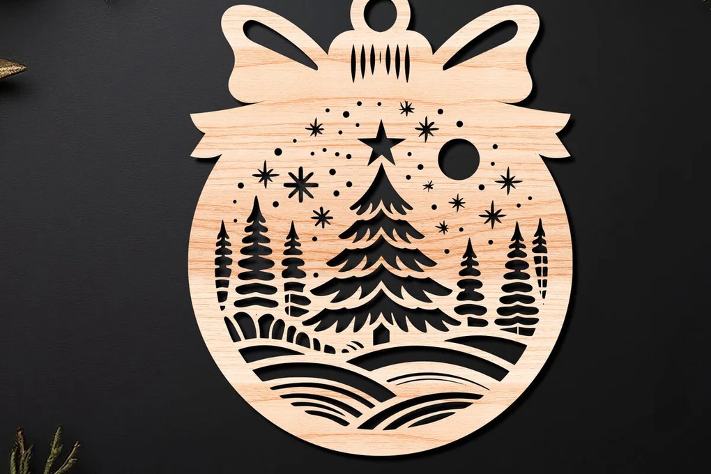 Σετ των 3 Intra απο ξύλο plywood 3mm-4mm πάχος Χριστουγεννιάτικο Στολίδι Δίασταση 8x8 cm INTRAFABR-110255207