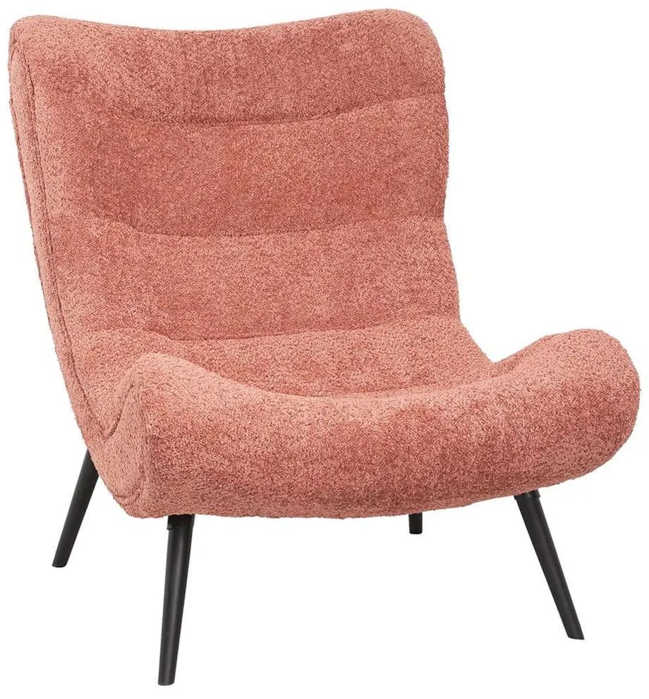 Πολυθρόνα Brym HM9605.02 97x80x100cm Με Ξύλινα Πόδια &amp; Μπουκλέ Ύφασμα Pink-Black Wood, Fabric