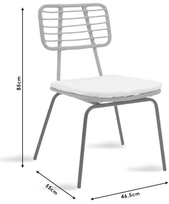 Καρέκλα Naoki μέταλλο μαύρο-pe γκρι 46.5x55x85 εκ.