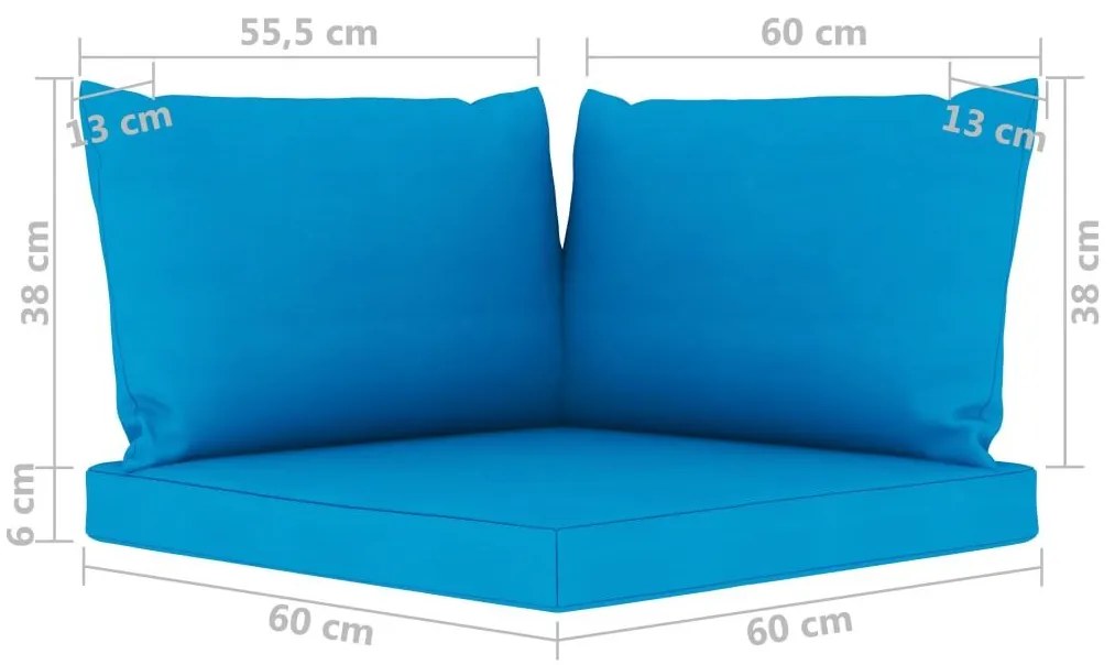 Καναπές Κήπου Τριθέσιος με Γαλάζια Μαξιλάρια - Μπλε