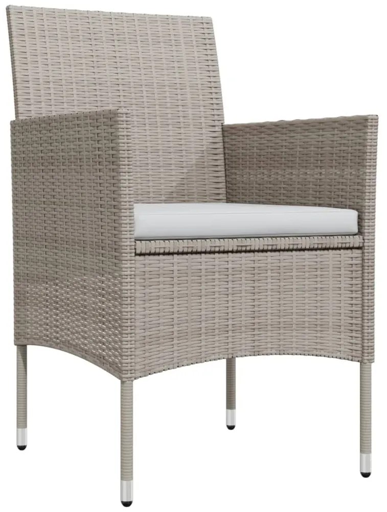 vidaXL Σετ Τραπεζαρίας Κήπου 3 Τεμαχίων Μπεζ και Μαύρο με Μαξιλάρια