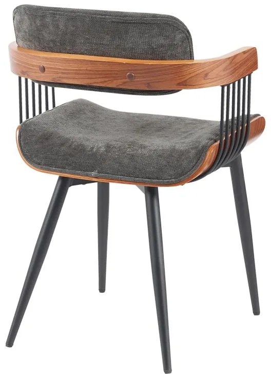 Καρέκλα - Πολυθρόνα Cameo μέταλλο μαύρο-καρυδί ξύλο-ανθρακί ύφασμα 53x49.5x75.5εκ 53x49.5x75.5 εκ.