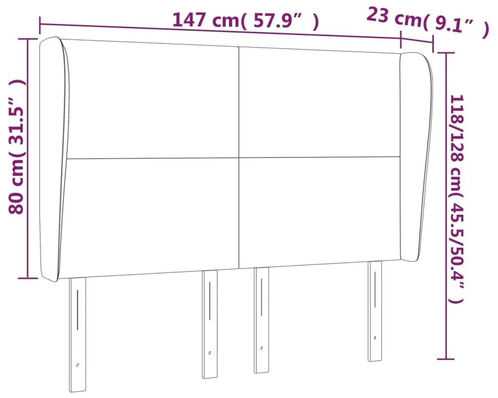 Κεφαλάρι με Πτερύγια Λευκό 147x23x118/128 εκ. Συνθετικό Δέρμα - Λευκό