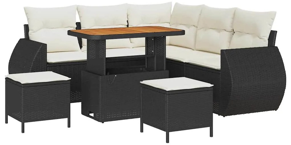 vidaXL Σετ Καναπέ Κήπου 8 pcs Μαύρο συνθετικό ρατάν
