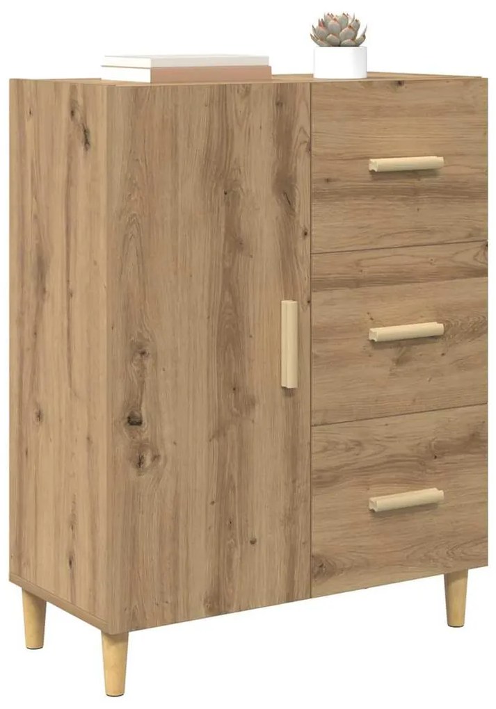 vidaXL Πλαϊνό γραφείο με συρτάρι artisan δρυς 34 x 69.5 x 90 εκ