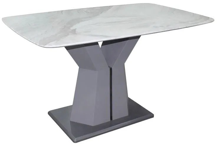 ROMAN Τραπέζι Τραπεζαρίας, Επιφάνεια Τεχνητό Μάρμαρο, Βάση Γκρι MDF