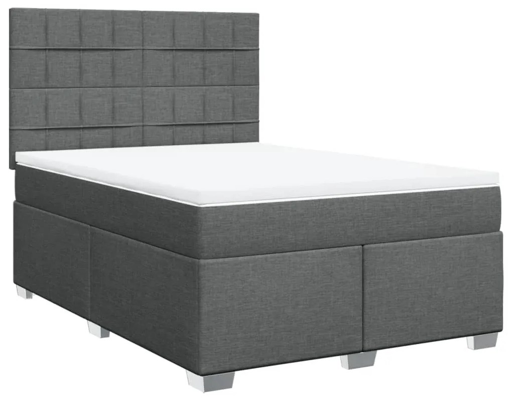 Κρεβάτι Boxspring με Στρώμα Σκούρο Γκρι 160x200 εκ Υφασμάτινο - Γκρι