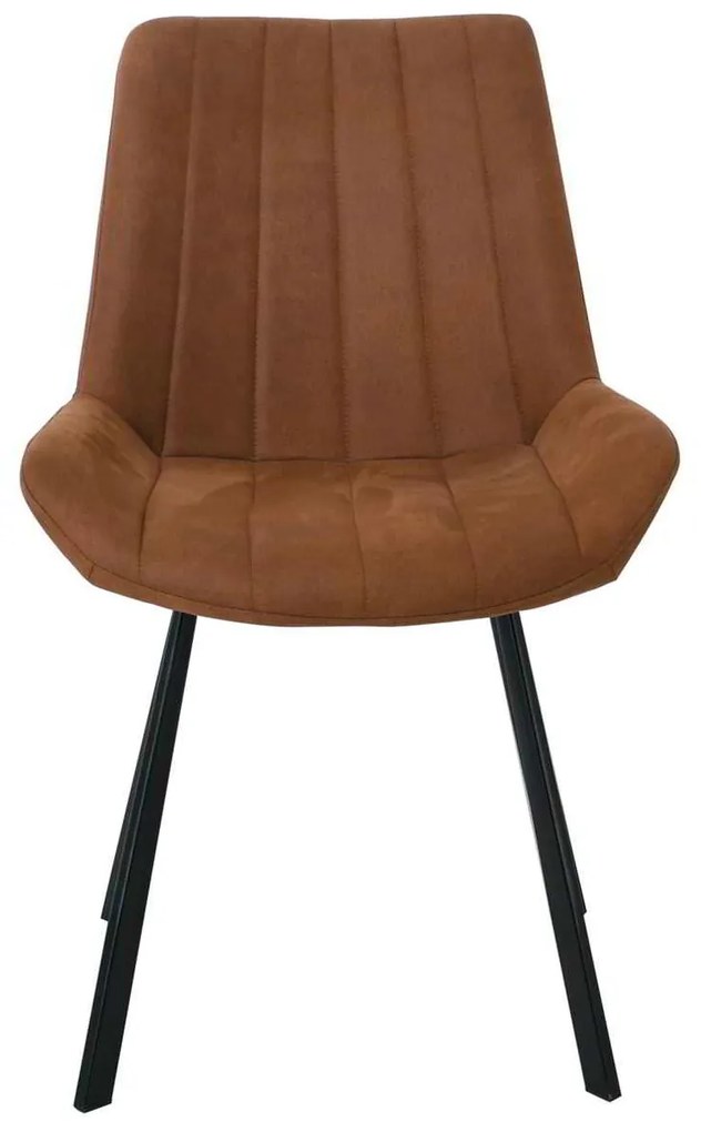 Καρέκλα Μεταλλική MATT Μαύρη/Ύφασμα Suede Καφέ 55x61x88cm (Σετ 4 ΤΕΜ)