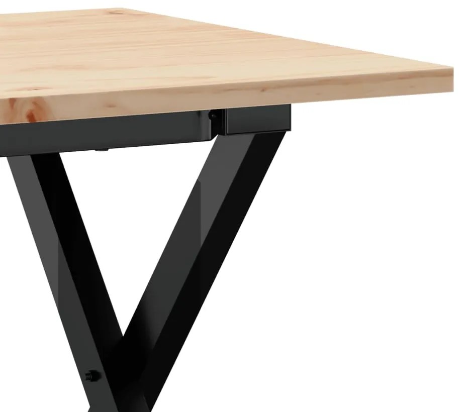 vidaXL Τραπεζάκι Σαλονιού Πλαίσιο Χ Μασίφ Πεύκο/Ατσάλι