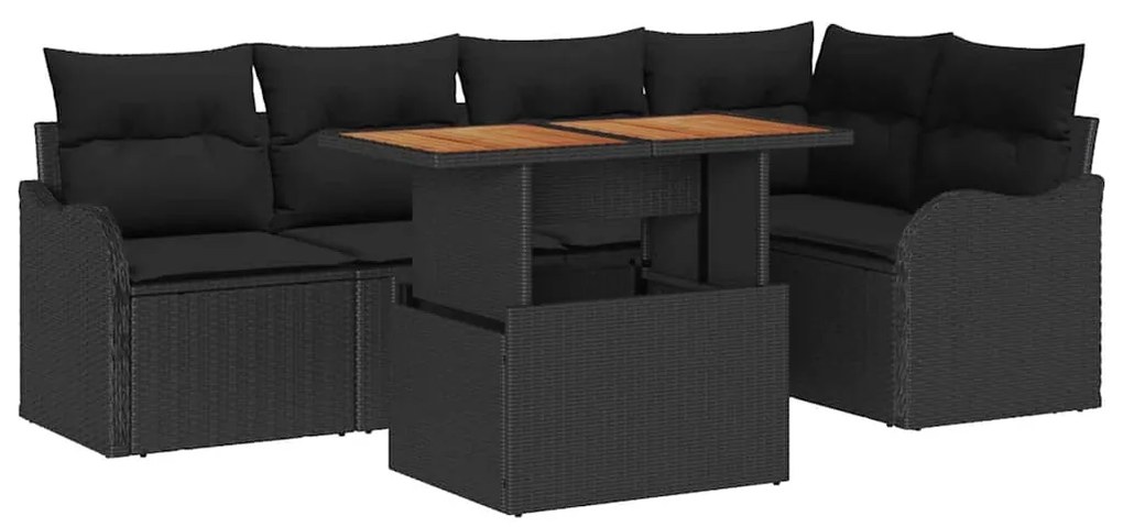 vidaXL Σετ Καναπέ Κήπου με μαξιλάρι 6 pcs Μαύρο 100 x 55 x 73 εκ