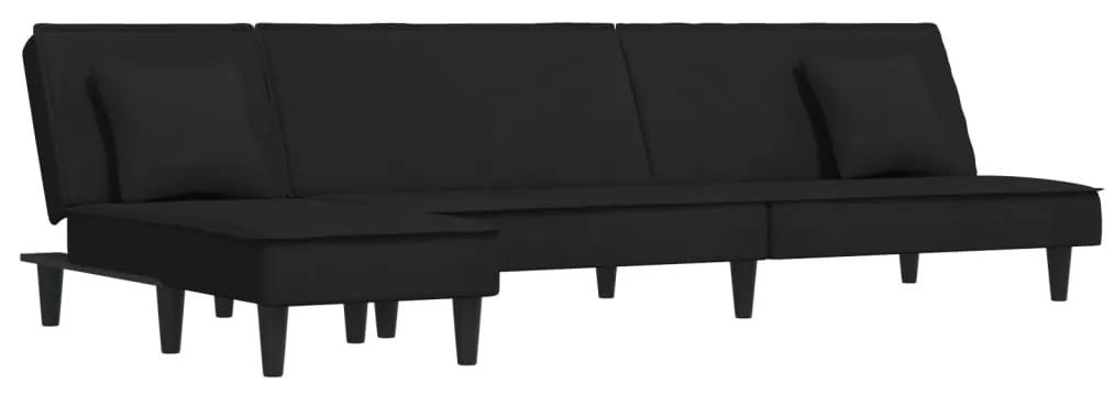 vidaXL Καναπές Κρεβάτι Γωνιακός Μαύρος 255 x 140 x 70 εκ. Βελούδινος