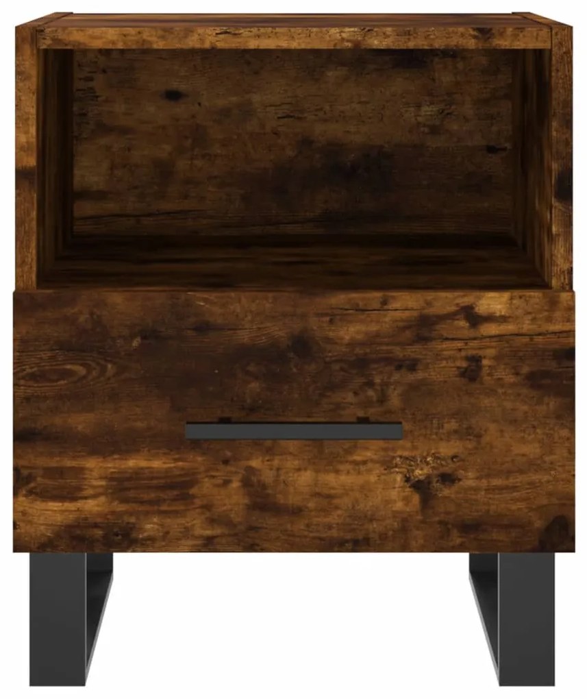 vidaXL Κομοδίνα 2 τεμ. Καπνιστή Δρυς 40 x 35 x 47,5 εκ. Επεξεργ. Ξύλο