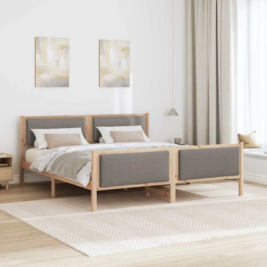 vidaXL Σκελετός Κρεβατιού με κεφαλάρι Taupe 180 x 200 cm ύφασμα