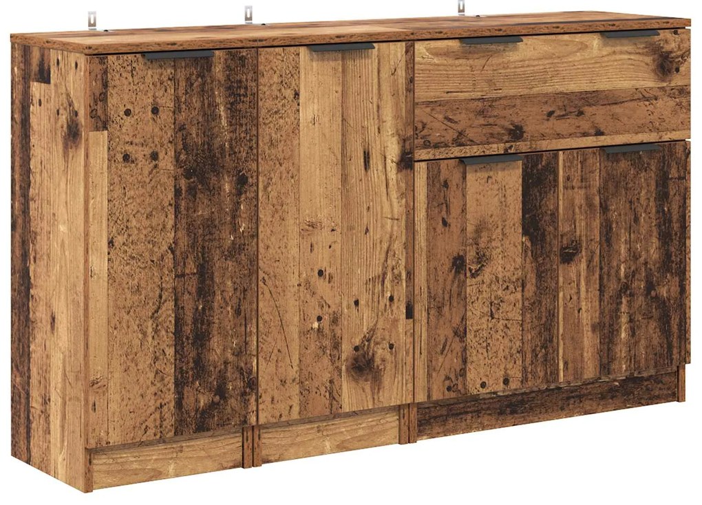 vidaXL Πλαϊνό γραφείο με συρτάρι 3 pcs Παλιό Ξύλο Επεξεργασμένο ξύλο