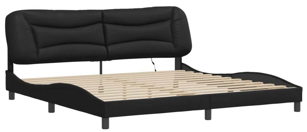 vidaXL Πλαίσιο κρεβατιού με LED χωρίς στρώμα Hvar Μαύρο 200x200 εκ.
