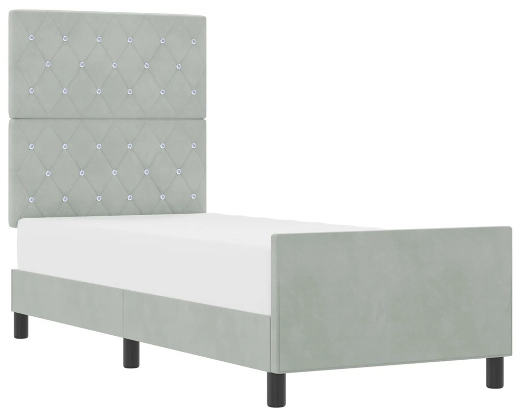 vidaXL Κρεβάτι από Βελούδο σε Ανοιχτό Γκρι 80x200 cm