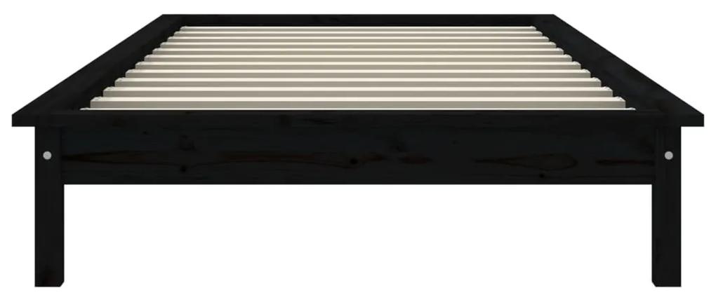 vidaXL Πλαίσιο Κρεβατιού Μαύρο 75x190εκ Μασίφ Ξύλο Πεύκου Small Single
