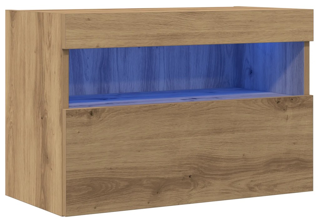 vidaXL Ντουλάπα Τοίχου για TV με LED Φώτα Artisan Oak 60x30x40 εκ.