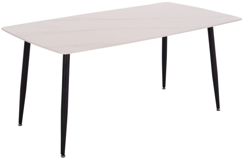 Τραπέζι Rav λευκό μαρμάρου sintered stone-μαύρο μέταλλο 160x90x75