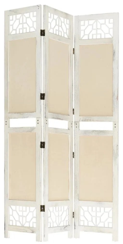Διαχωριστικό Δωματίου με 3 Πάνελ Κρεμ 105 x 165 εκ. Υφασμάτινο - Κρεμ