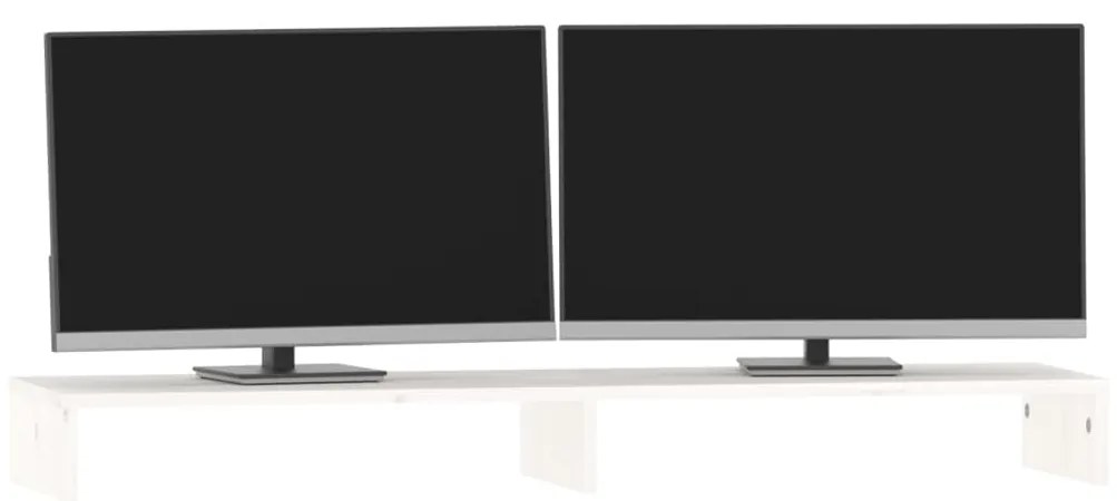 vidaXL Βάση Οθόνης Λευκή 100x27x10 εκ. από Μασίφ Ξύλο Πεύκου