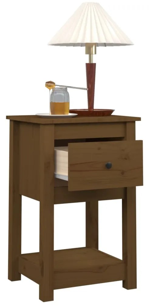 vidaXL Κομοδίνα 2 τεμ. Καφέ Μελί 40x35x61,5 εκ. από Μασίφ Ξύλο Πεύκου