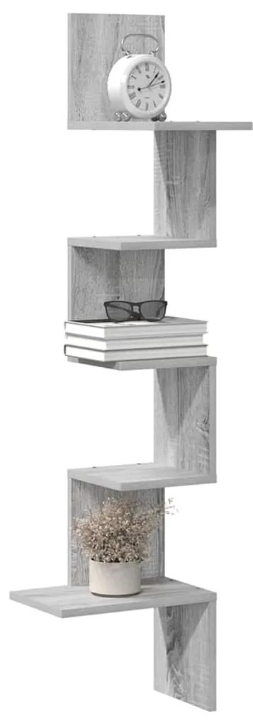 vidaXL Γωνιακή Ραφιέρα Τοίχου Γκρι Sonoma 32x32x127,5 εκ Επεξ. Ξύλο