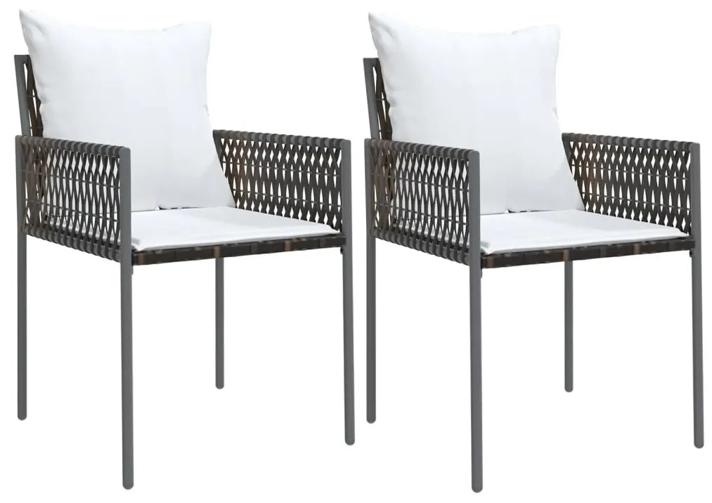 vidaXL Σετ Τραπεζαρίας Κήπου 3 τεμ. Συνθ. Ρατάν / Ατσάλι με Μαξιλάρια