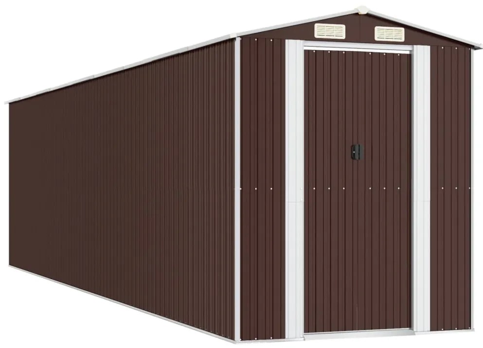 vidaXL Αποθήκη Κήπου Σκούρο καφέ 192x772x223 εκ. Γαλβανισμένο Ατσάλι