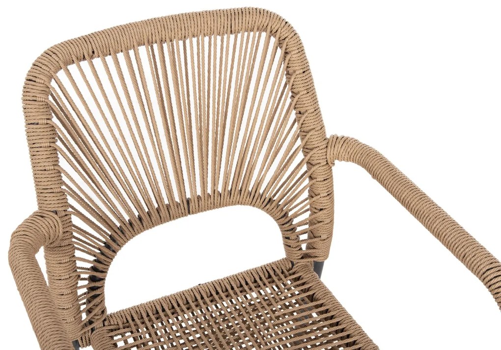 Πολυθρόνα Αλουμινίου Nojo Γκρι Με P.E.Twist Rattan Μπεζ 55x63x82Υ εκ.