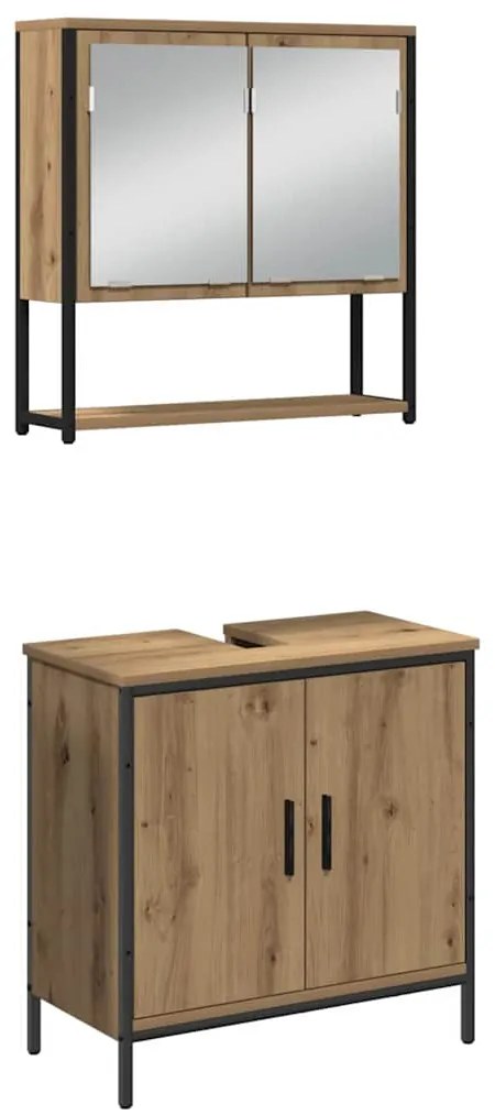 vidaXL Σετ Επίπλων Μπάνιου με αποθήκευση 3 pcs Καφέ 33 x 33 x 102.5 εκ