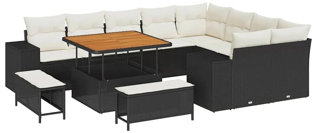 vidaXL Σετ Καναπέ Κήπου 12 pcs Μαύρο συνθετικό ρατάν